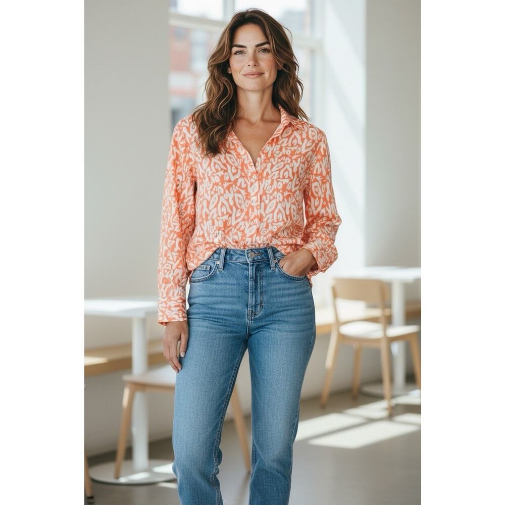 HIHO Tortola BVI Women’s 100% Linen Button Front Blouse RESORT Size Extra Small